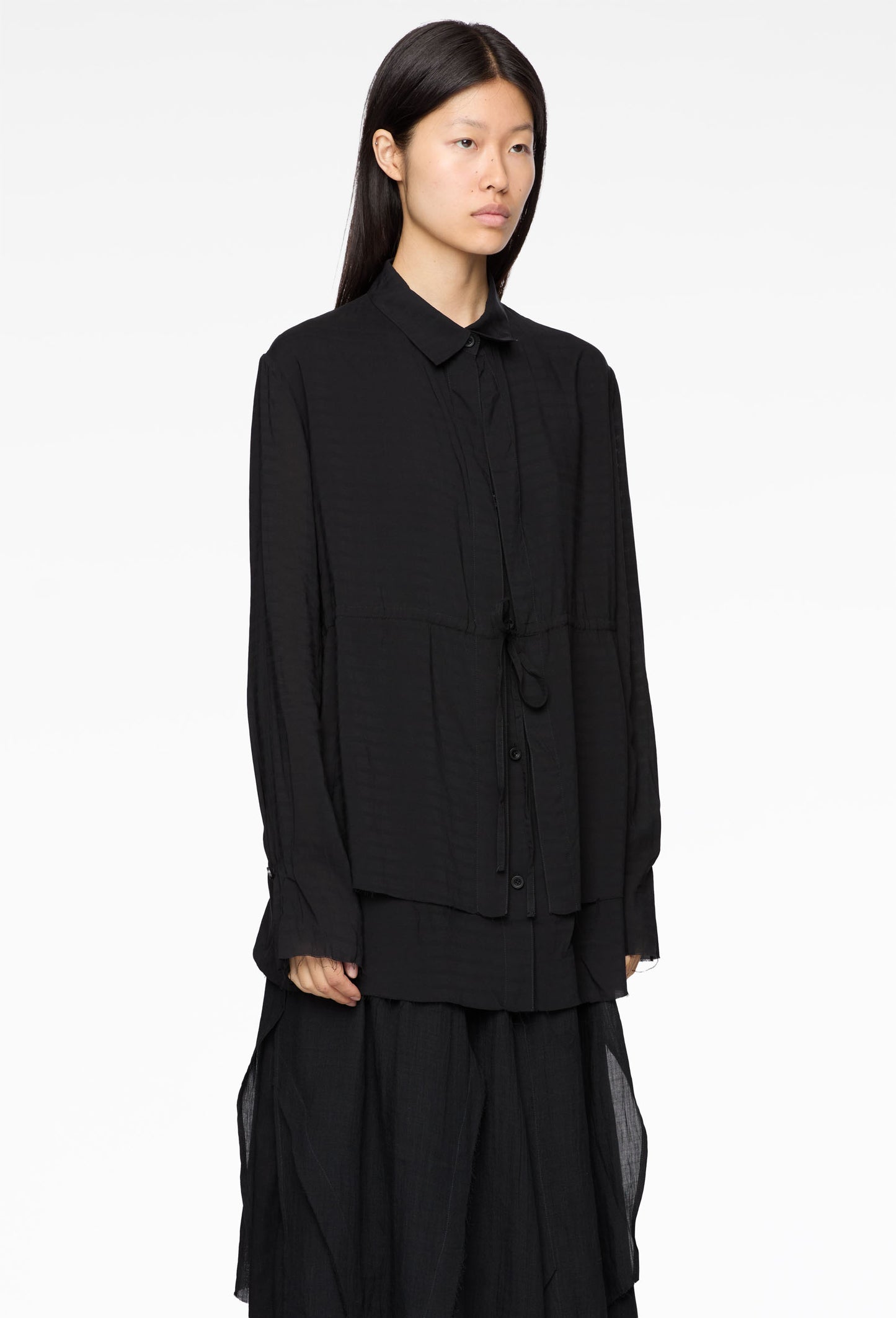 Drawstring Layer Shirt