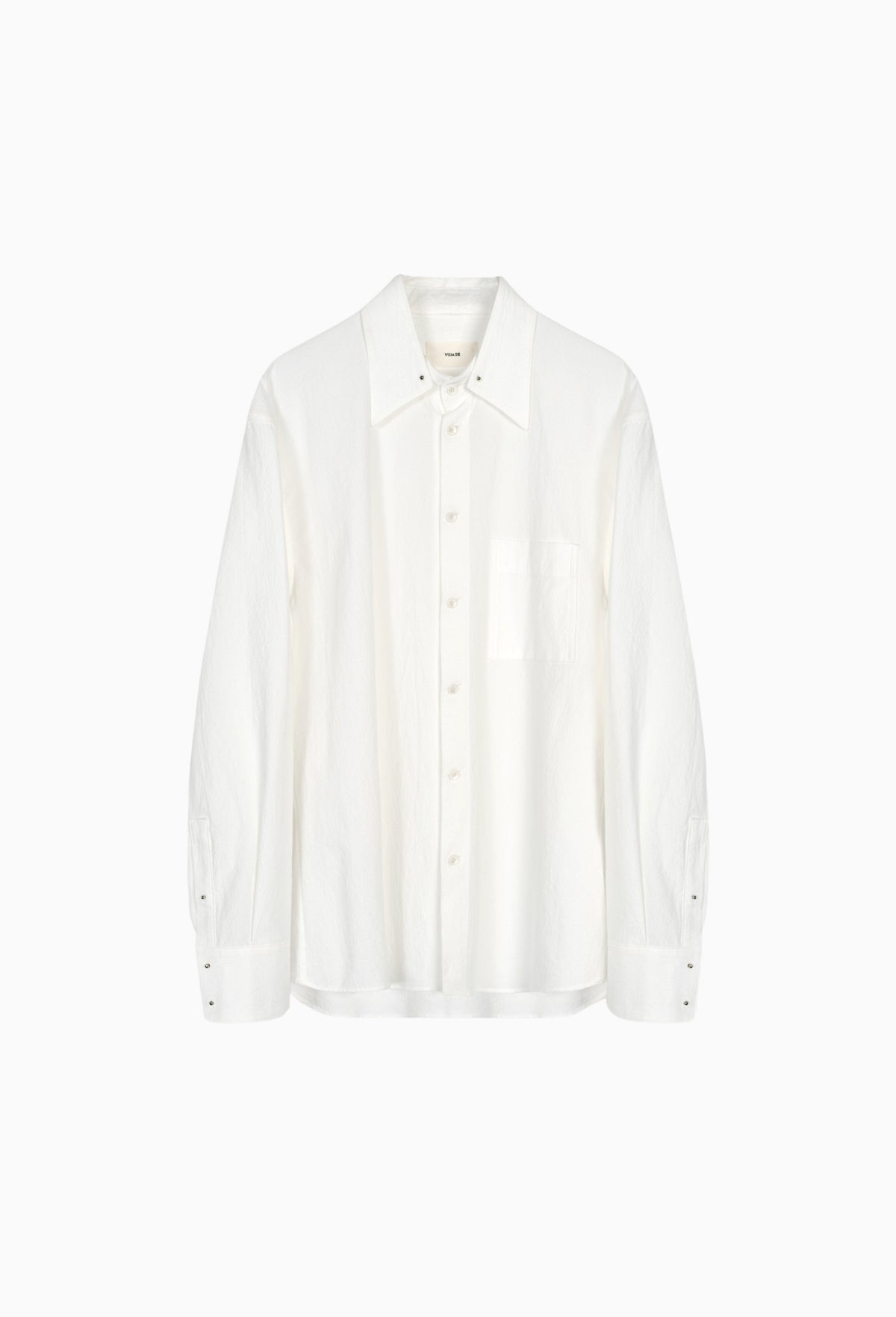 White Twisted Cotton Haku Split Collar Shirt