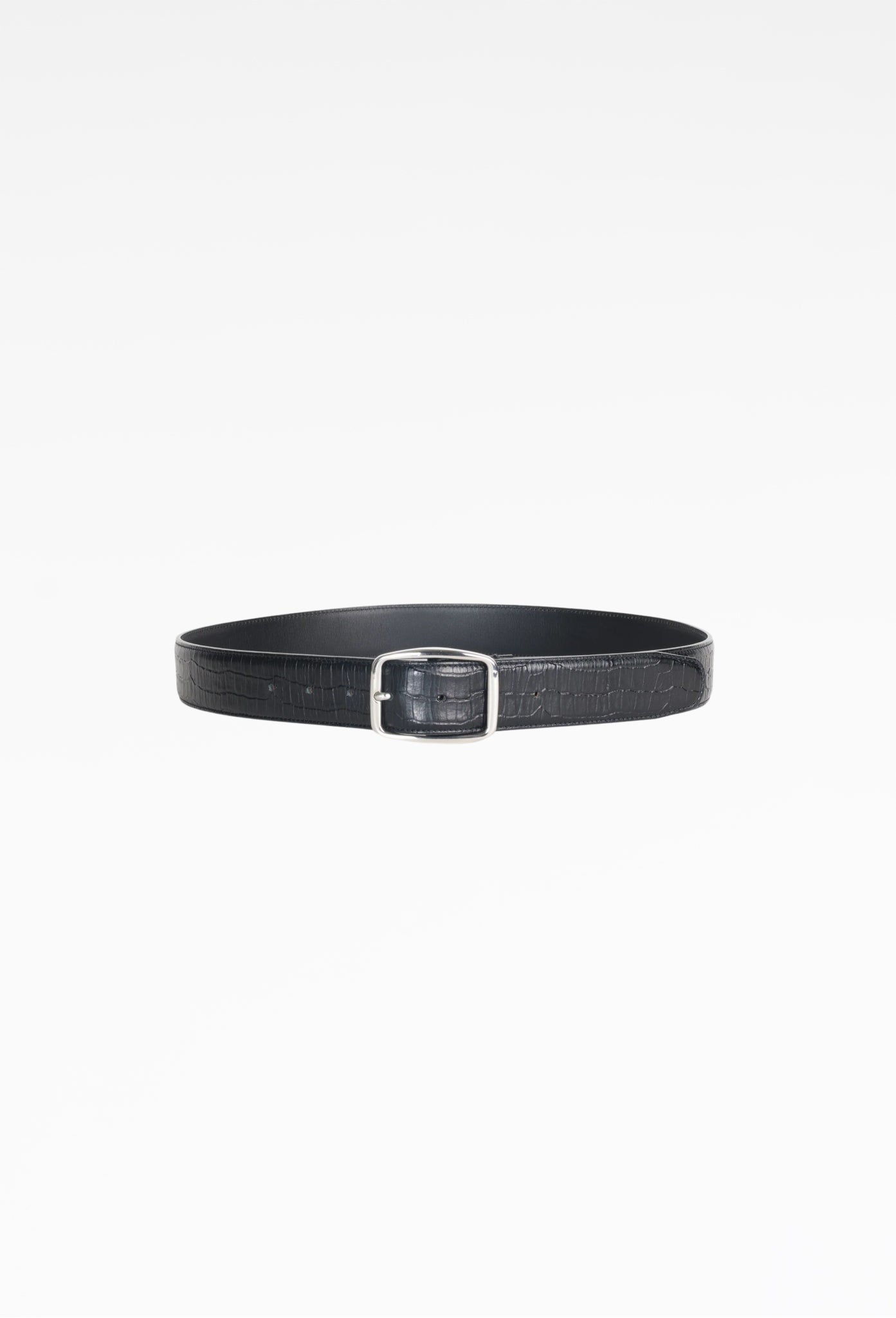 Embossed Croc Leather Belt