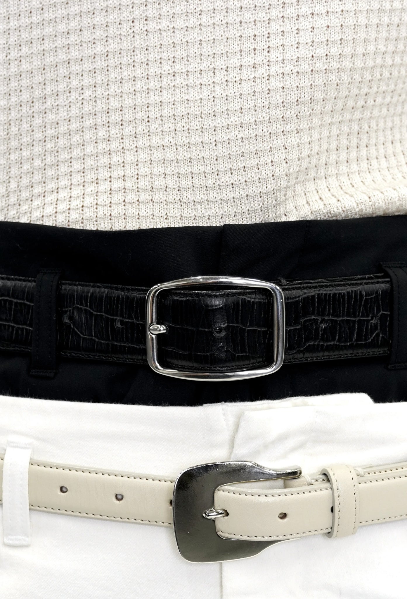 Embossed Croc Leather Belt