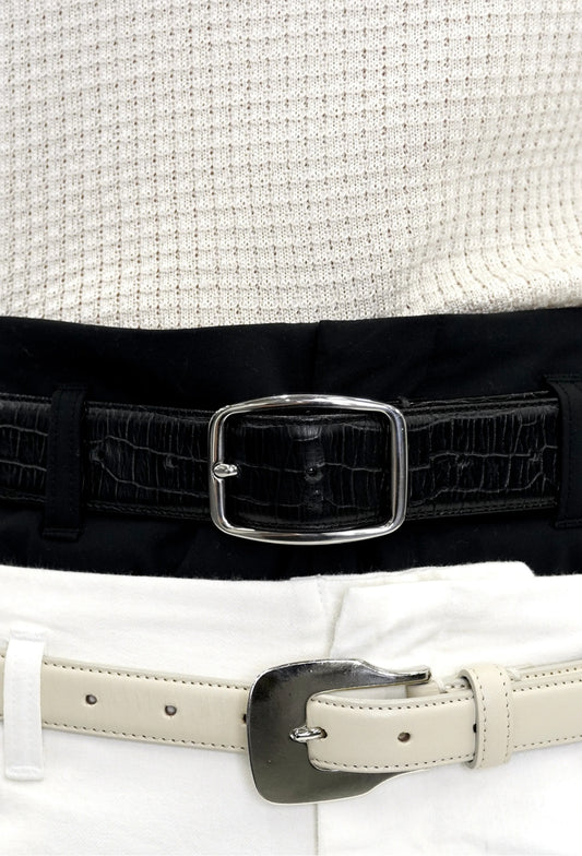 Embossed Croc Leather Belt