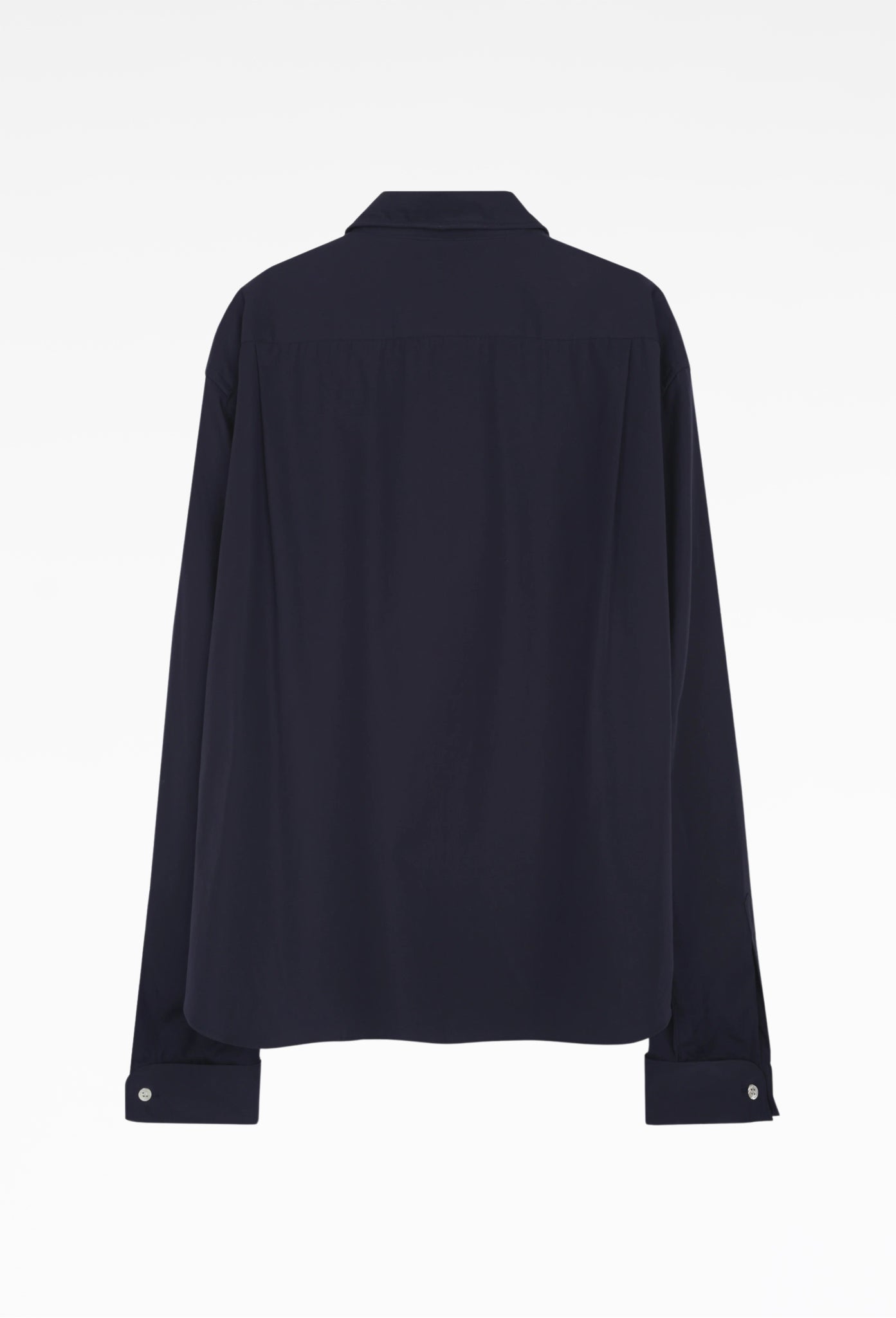 Navy Finn Wired Double Cuff Shirt in Cotton Poplin