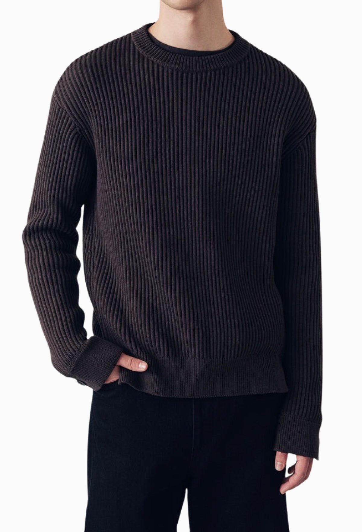 Brown Cotton/Yak Barrett Ribbed Sweater