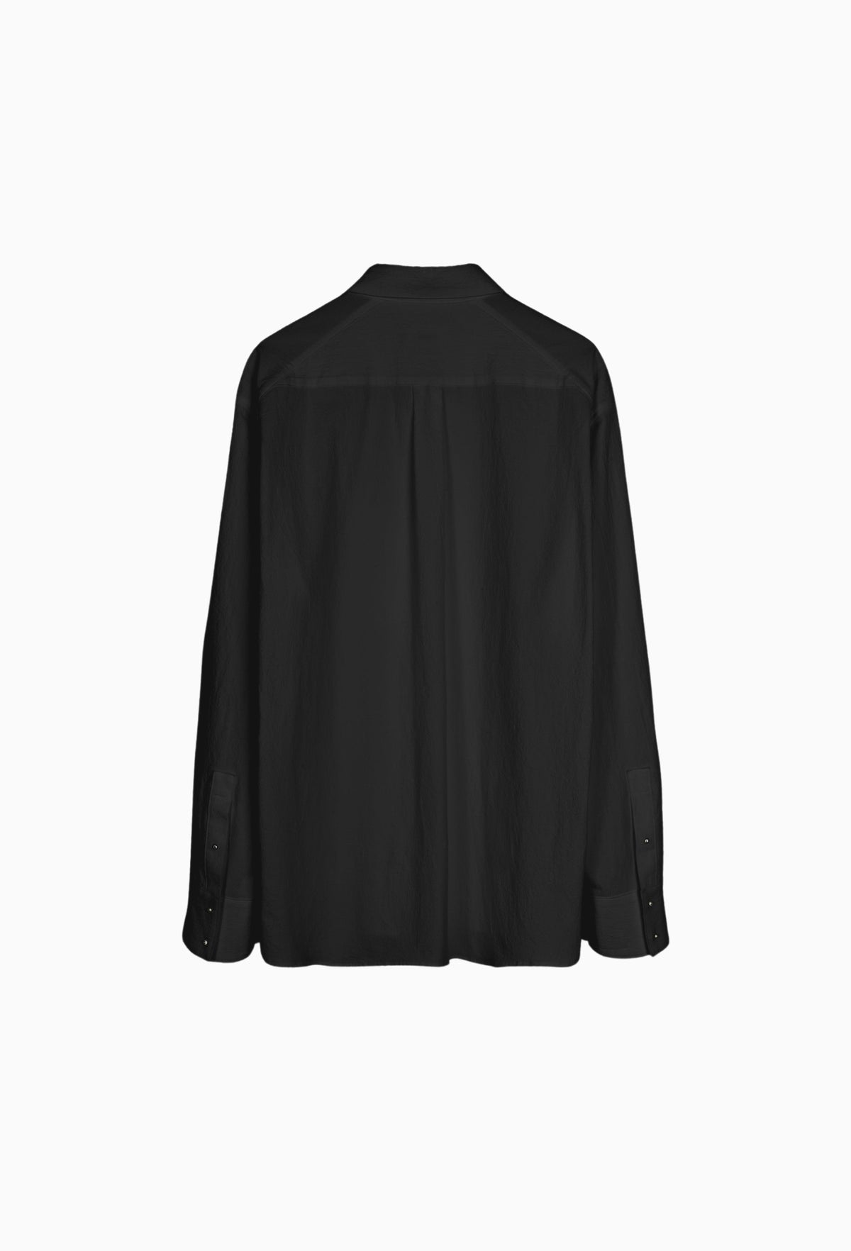 Black Twisted Cotton Haku Split Collar Shirt