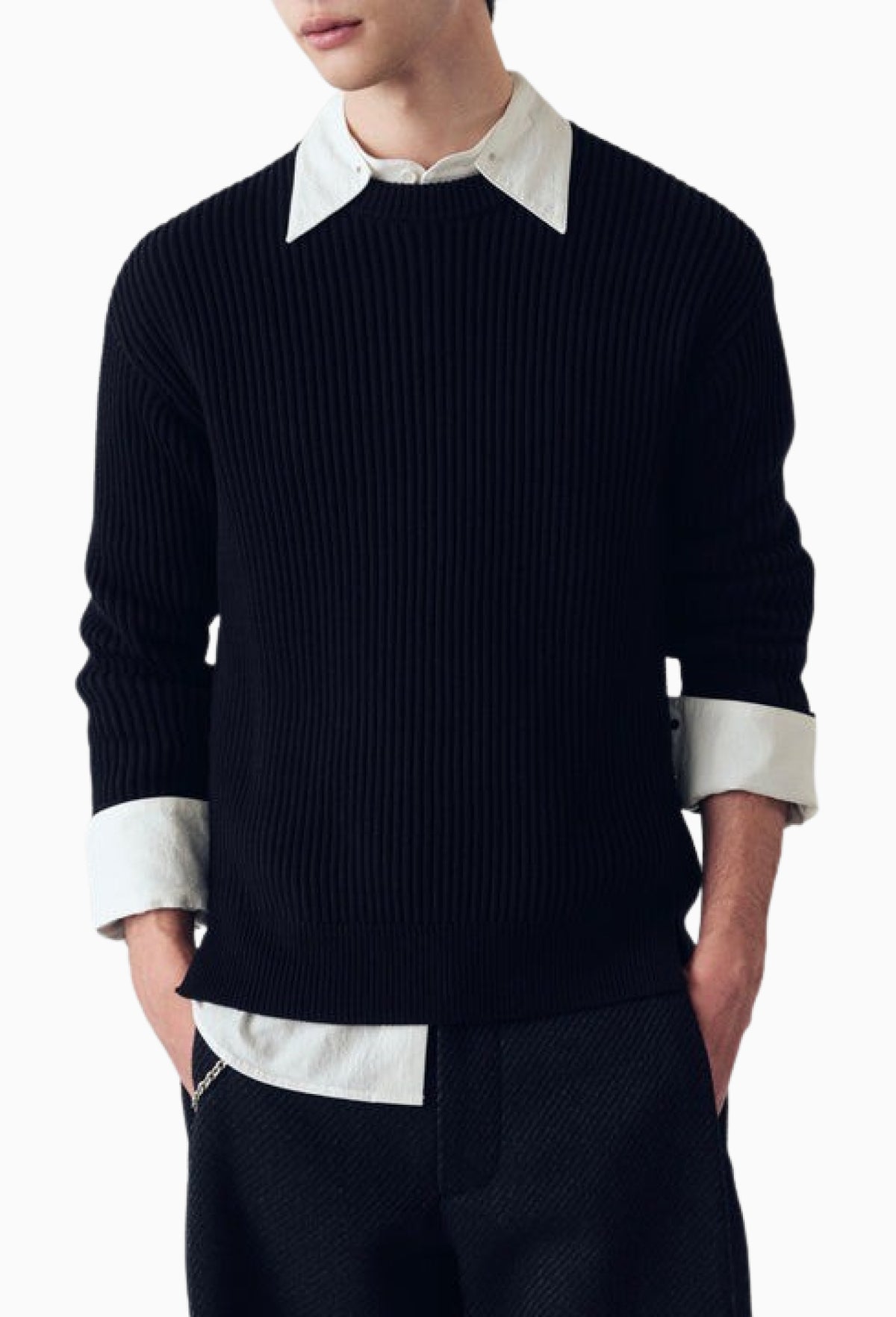 Black Cotton/Yak Barrett Ribbed Sweater