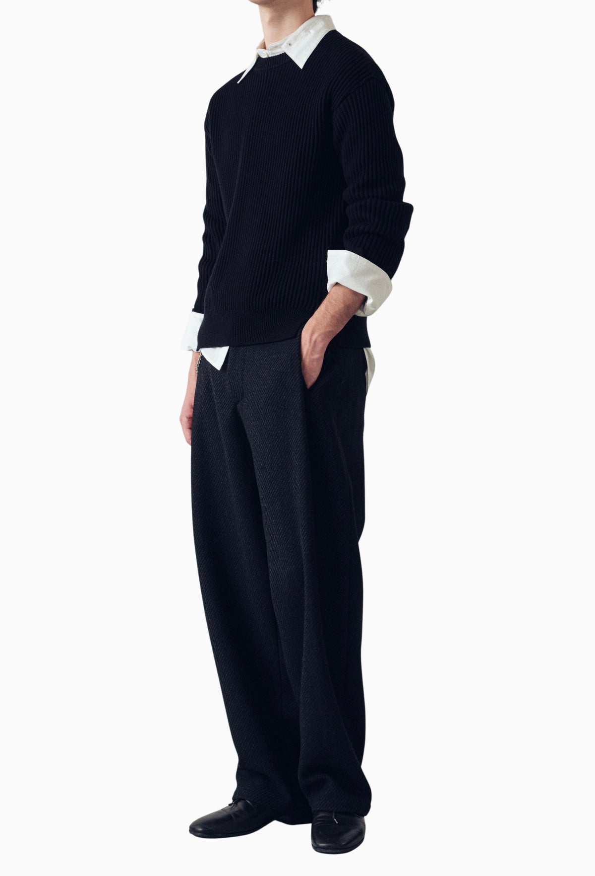 Black Cotton/Yak Barrett Ribbed Sweater