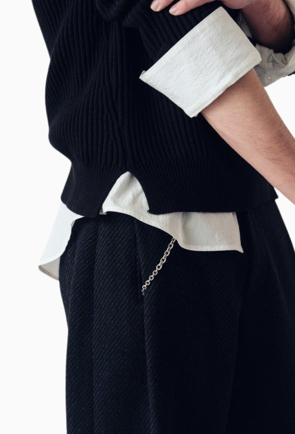 Black Cotton/Yak Barrett Ribbed Sweater