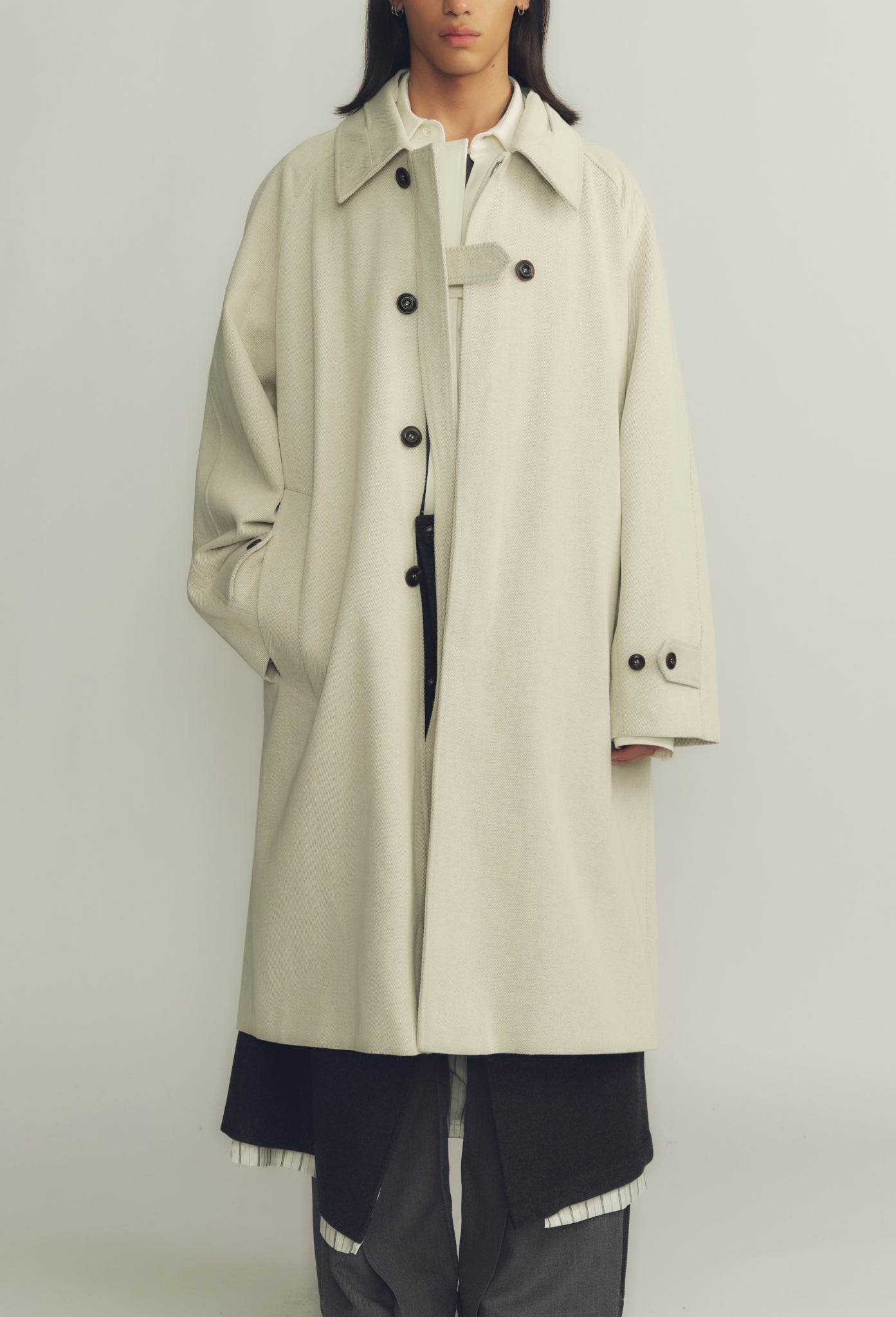 Egg Shell Deconstructed Intertwined Collar Coat