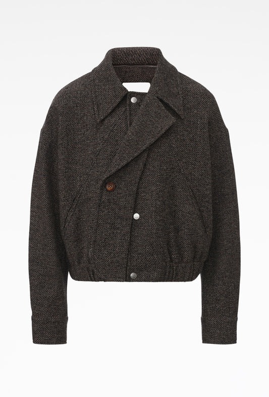 Stone Brown Deconstructed Detachable Lapel Jacket