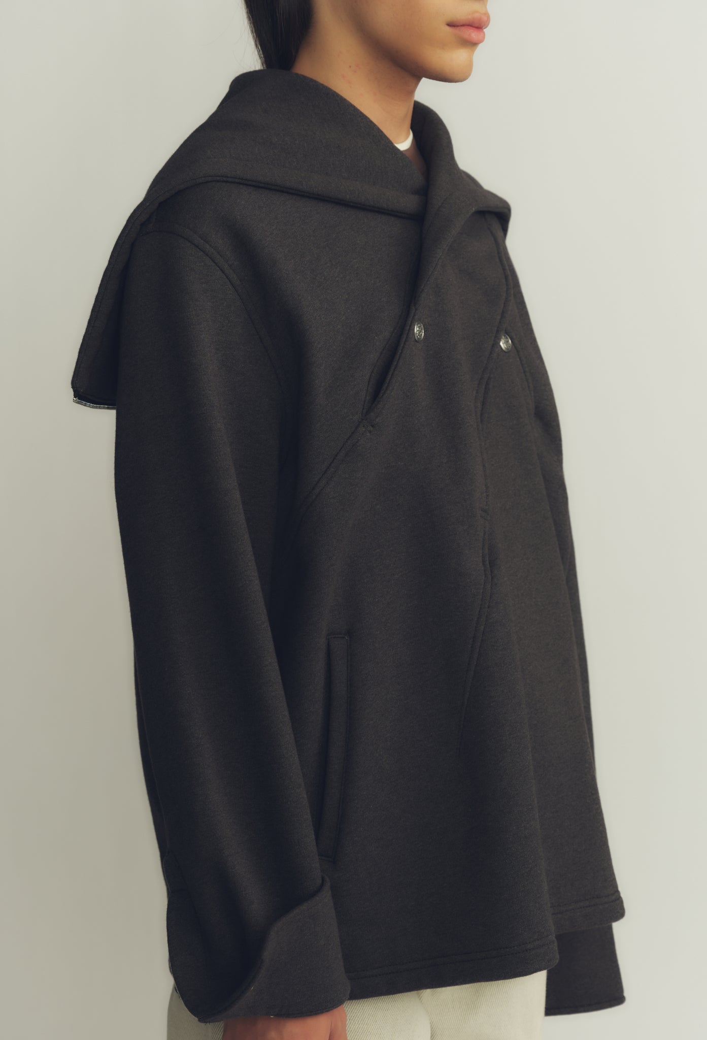 Dark Grey Sailor Collar Hoodie