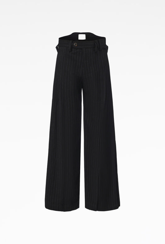 Vintage Stripe Accordion Pleates Tailored Trousers