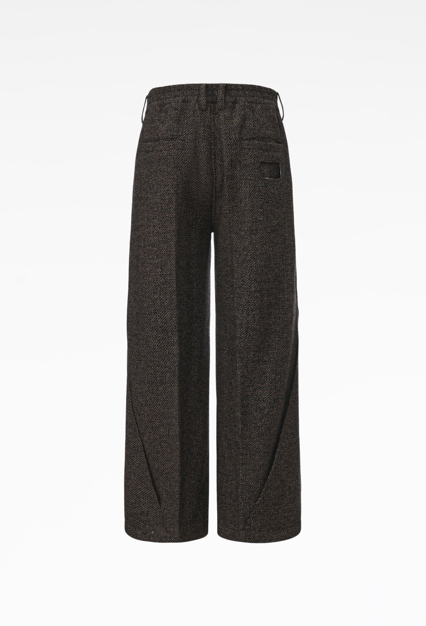 Stone Brown Woolen Intertwined Structure Tailored Wide Trousers