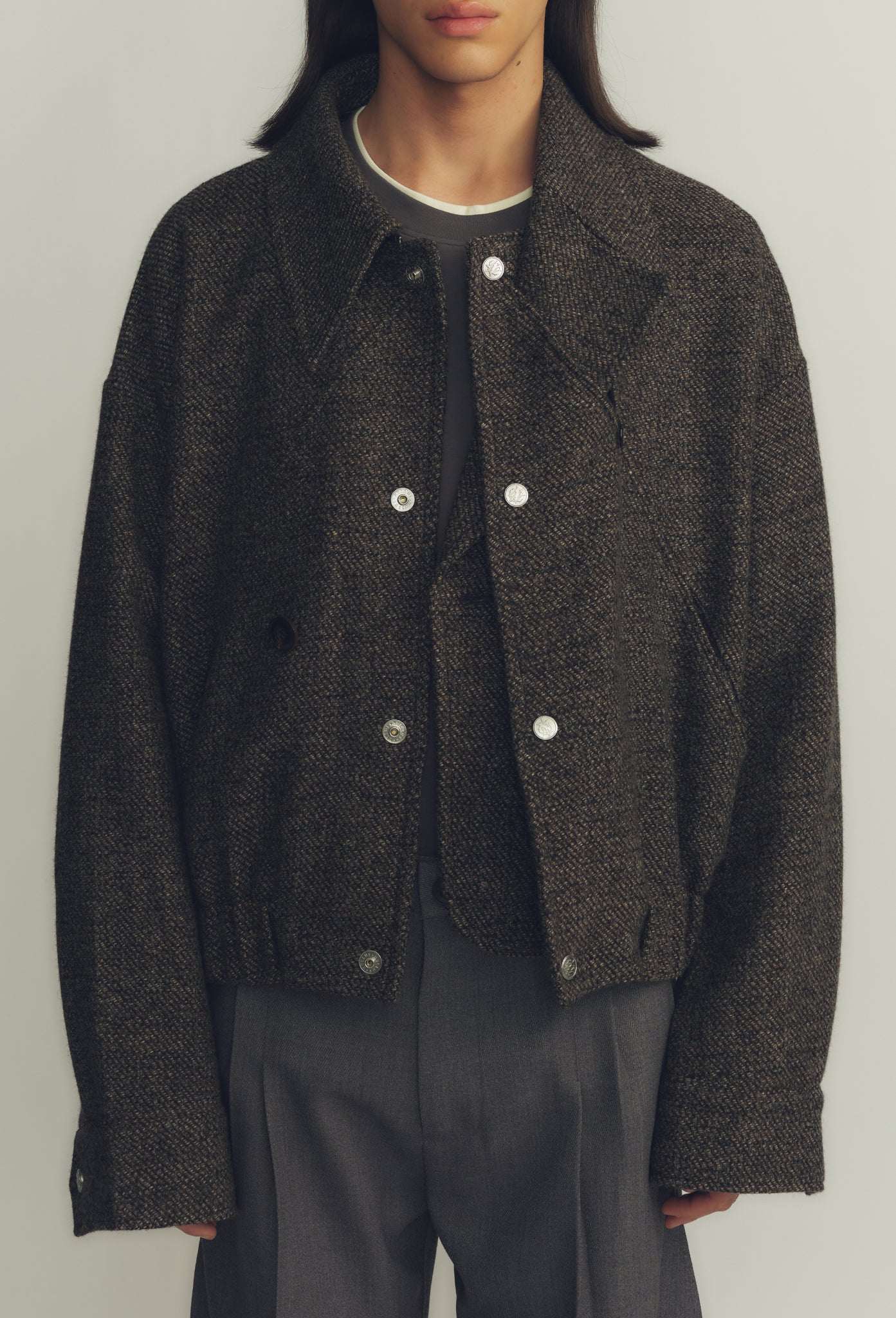 Stone Brown Deconstructed Detachable Lapel Jacket
