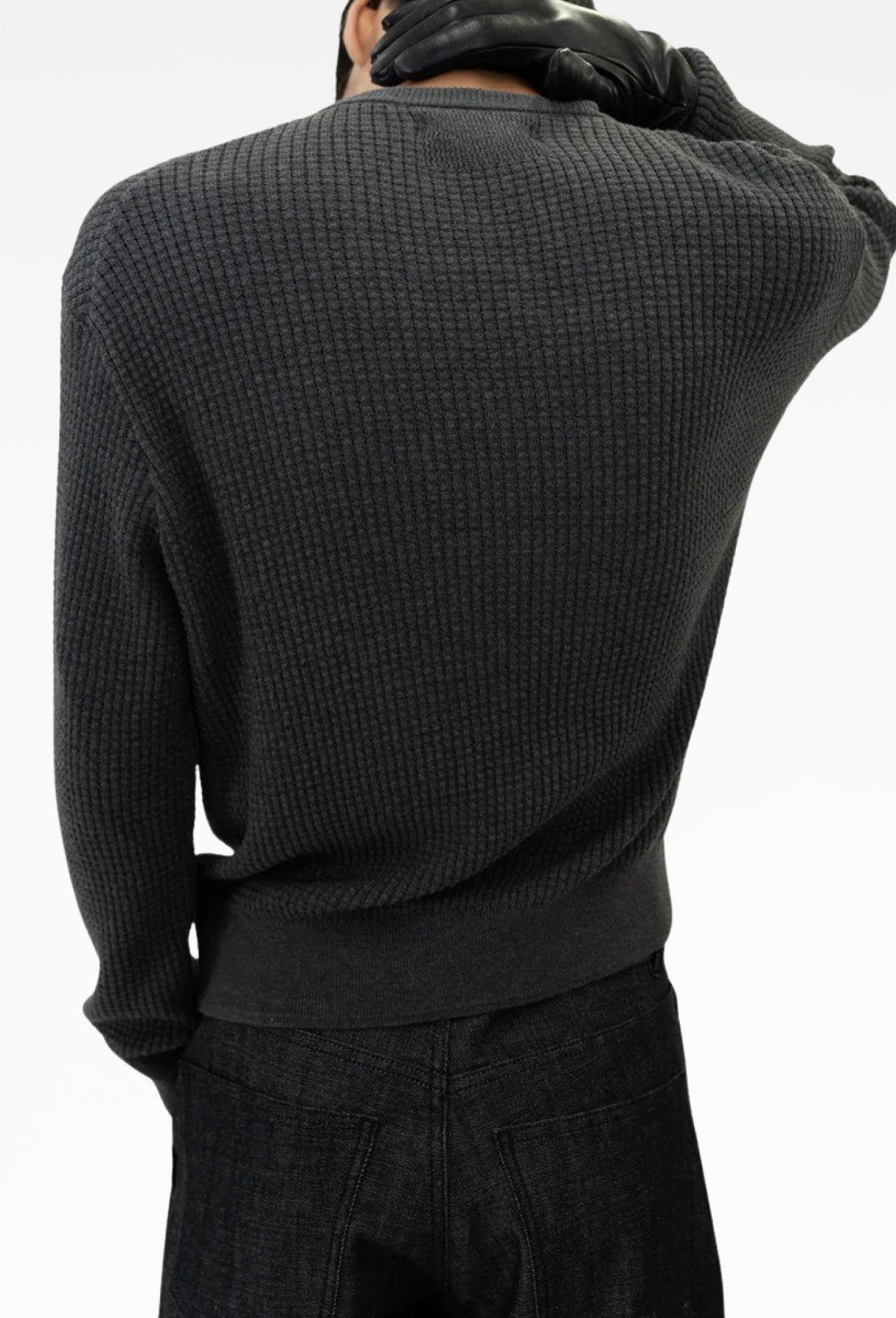 Charcoal Relaxed Waffle Knit Sweater