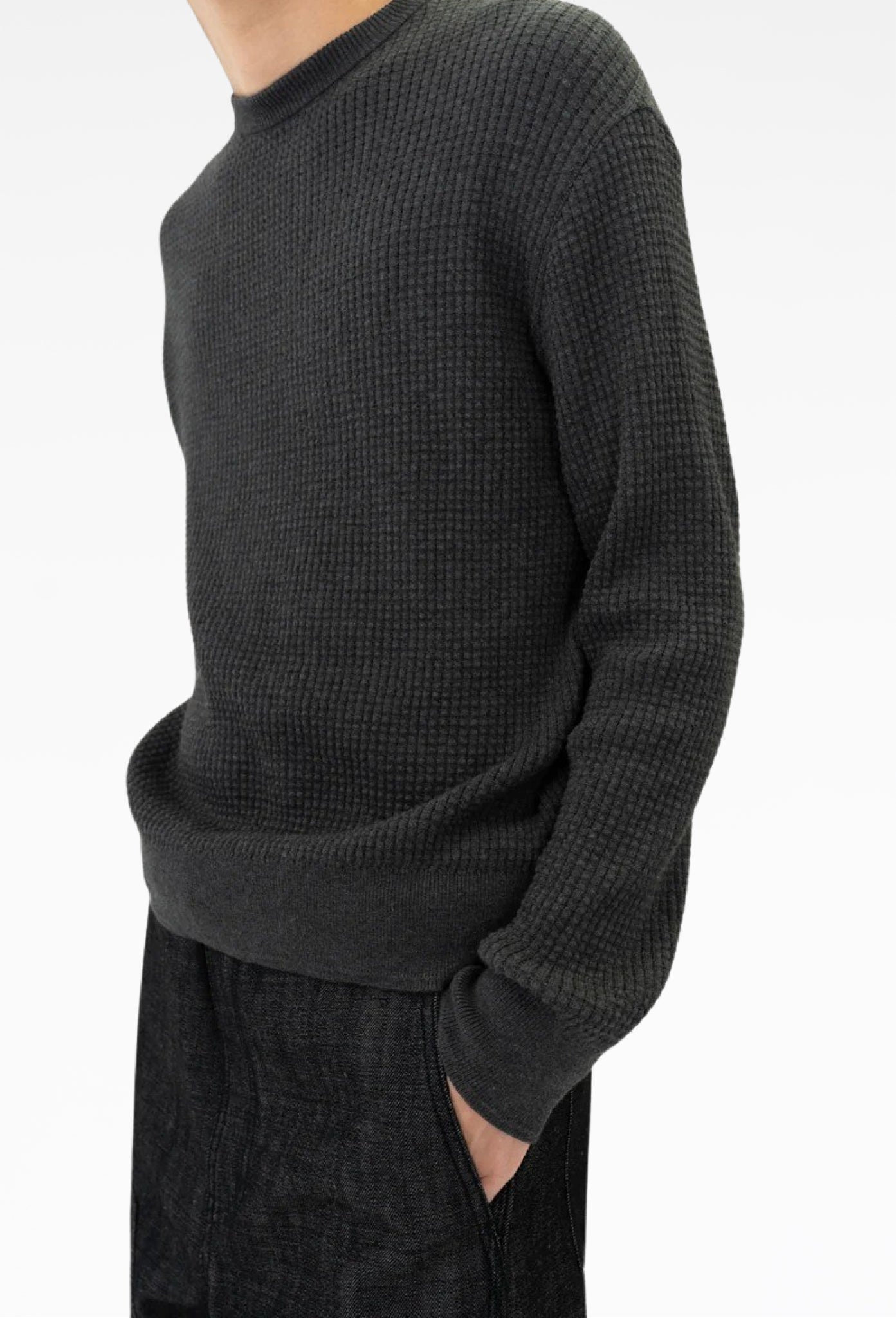 Charcoal Relaxed Waffle Knit Sweater