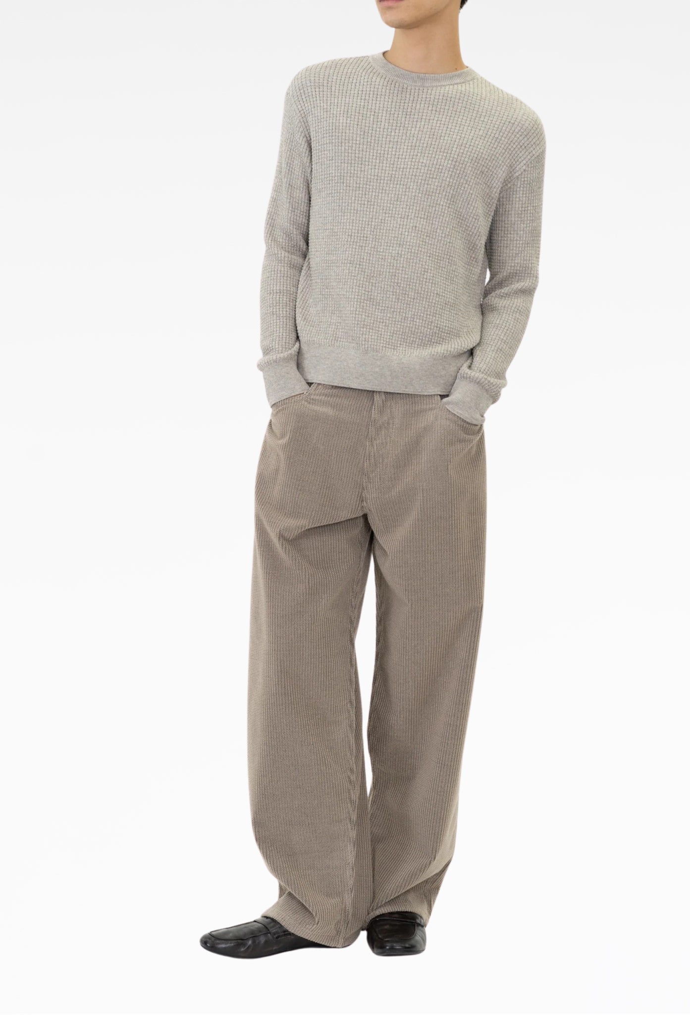 Ecru Sashiko Corduroy Trousers