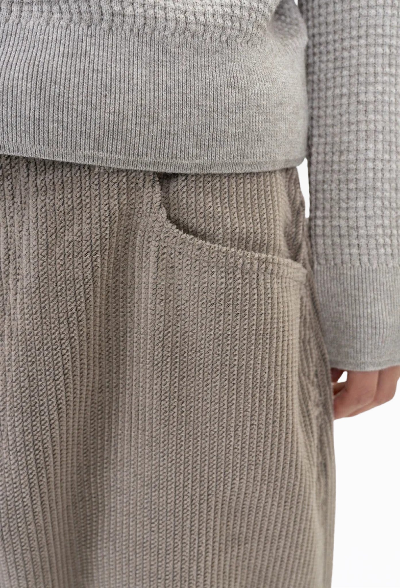 Ecru Sashiko Corduroy Trousers