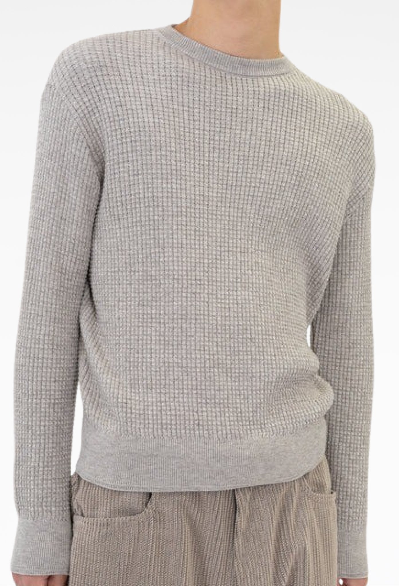 Ivory Relaxed Waffle Knit Sweater