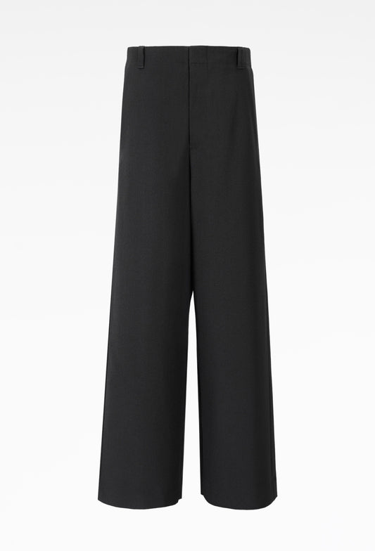 Black Pure Wool Twill Trousers