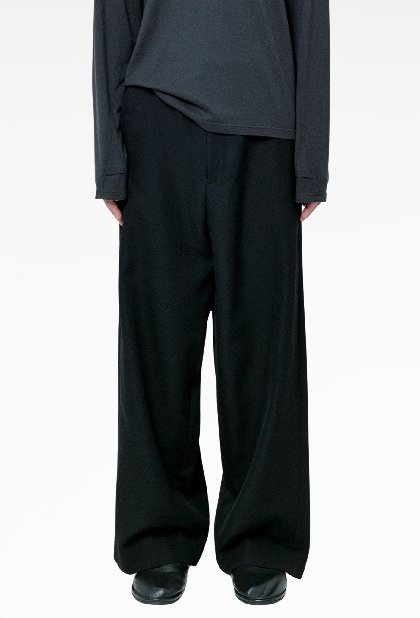 Black Pure Wool Twill Trousers