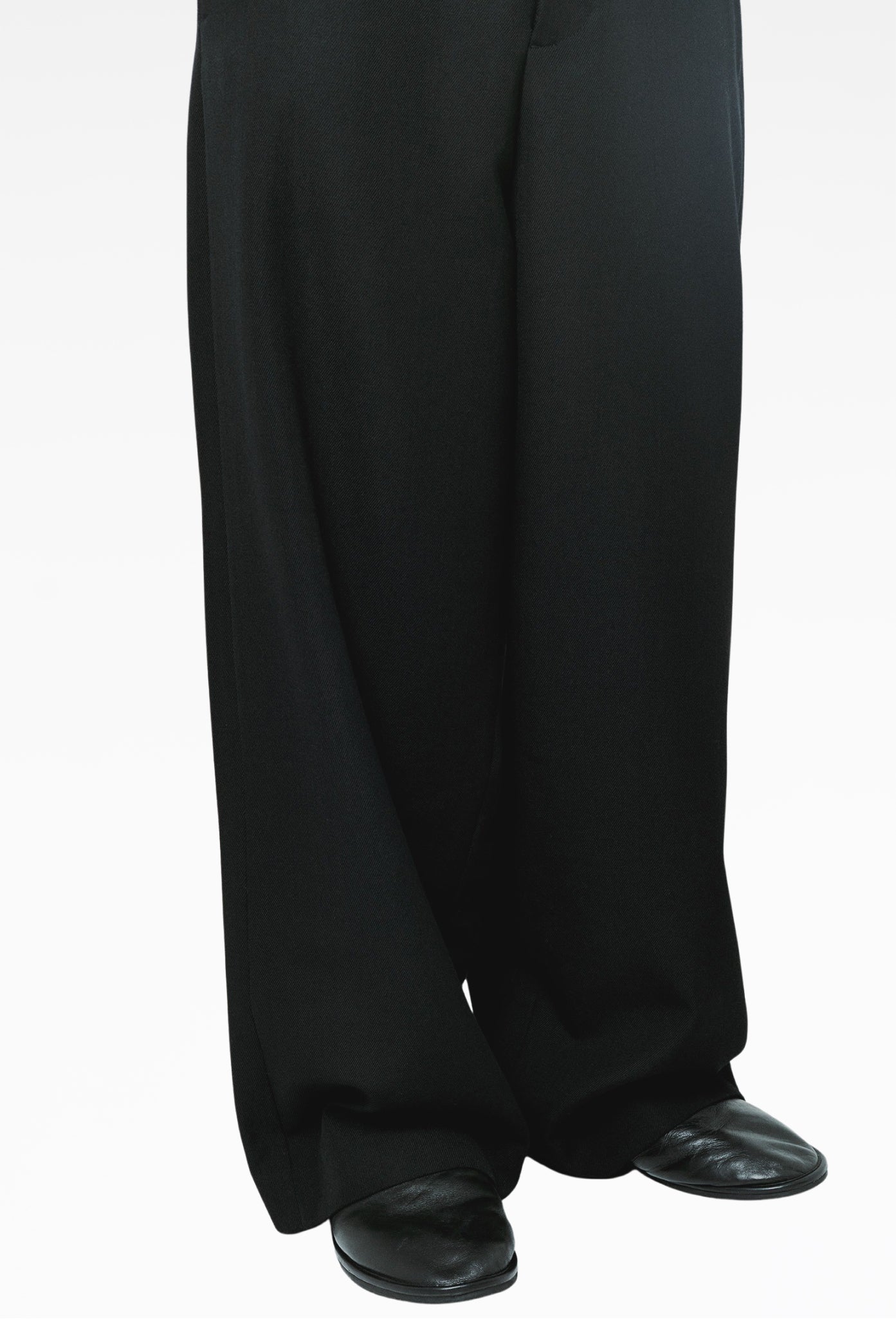 Black Pure Wool Twill Trousers
