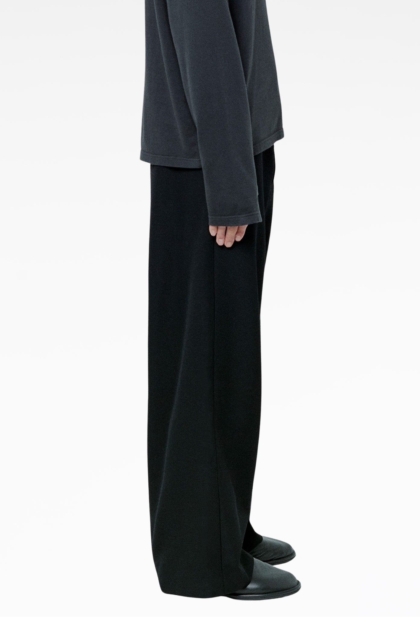 Black Pure Wool Twill Trousers