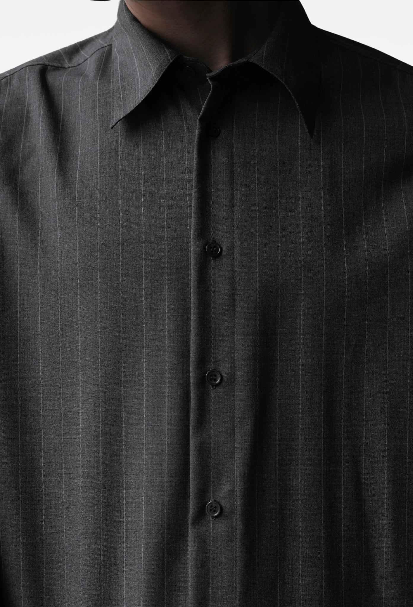 Grey Double Cuff Pinstripe Shirt