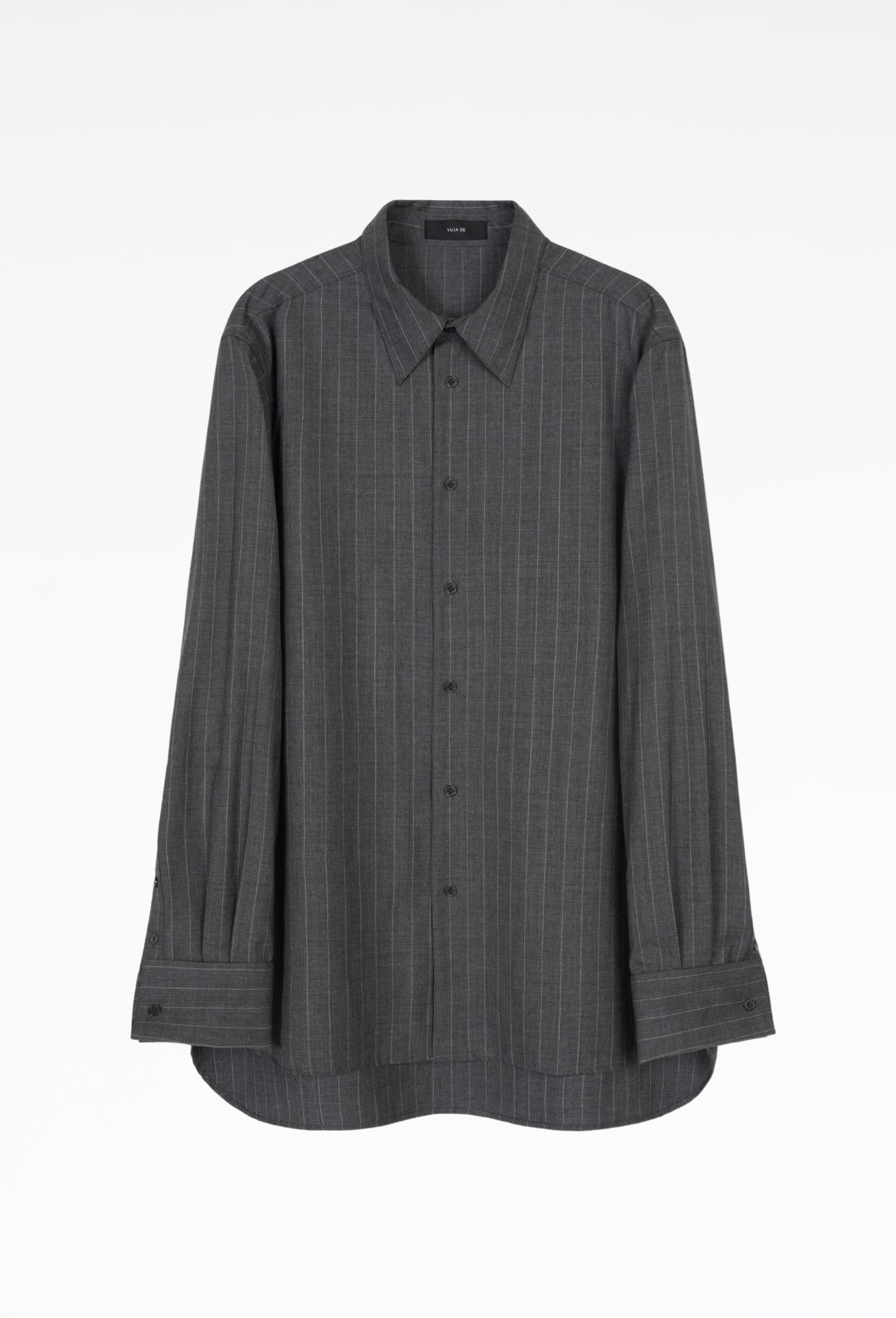 Grey Double Cuff Pinstripe Shirt