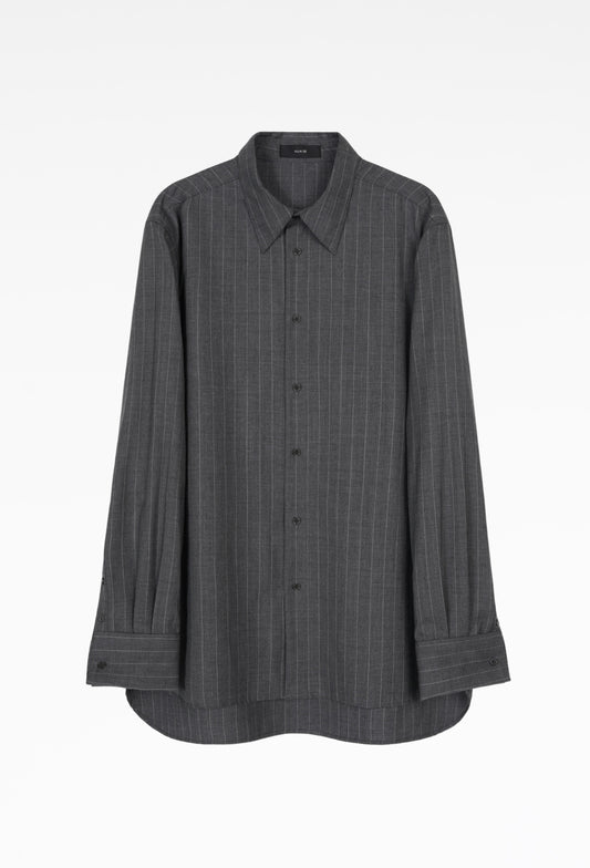 Grey Double Cuff Pinstripe Shirt