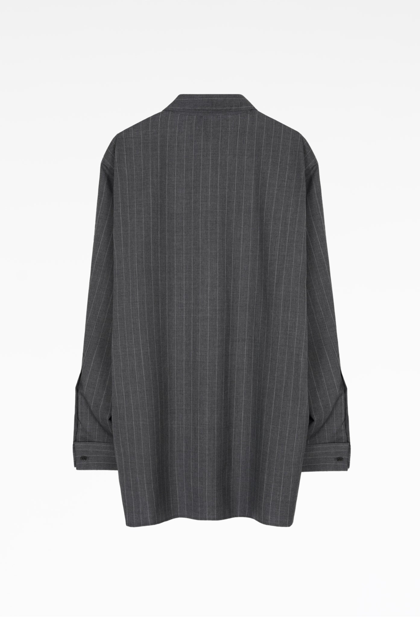 Grey Double Cuff Pinstripe Shirt