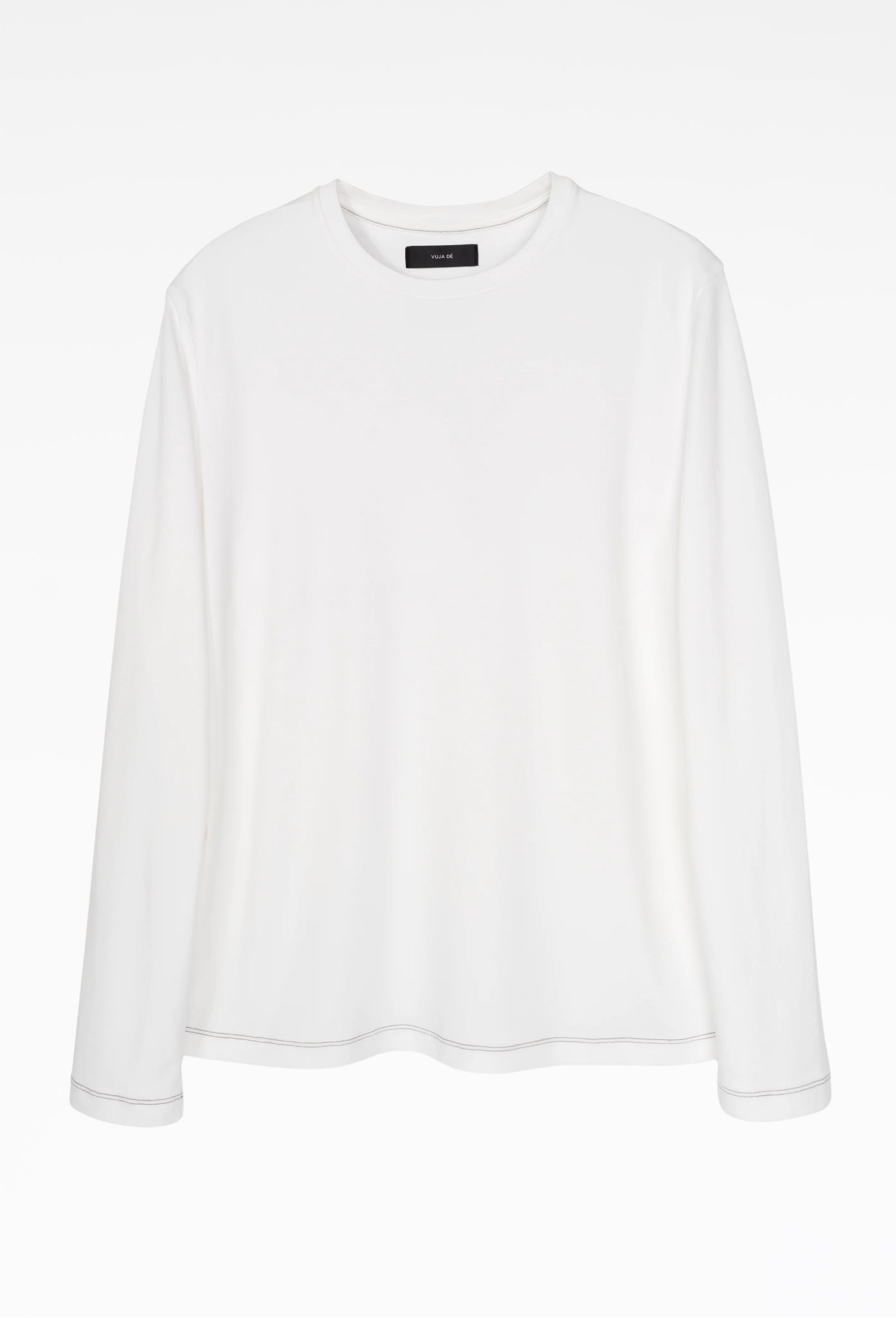 White Contrast Stitch Long-Sleeve Top