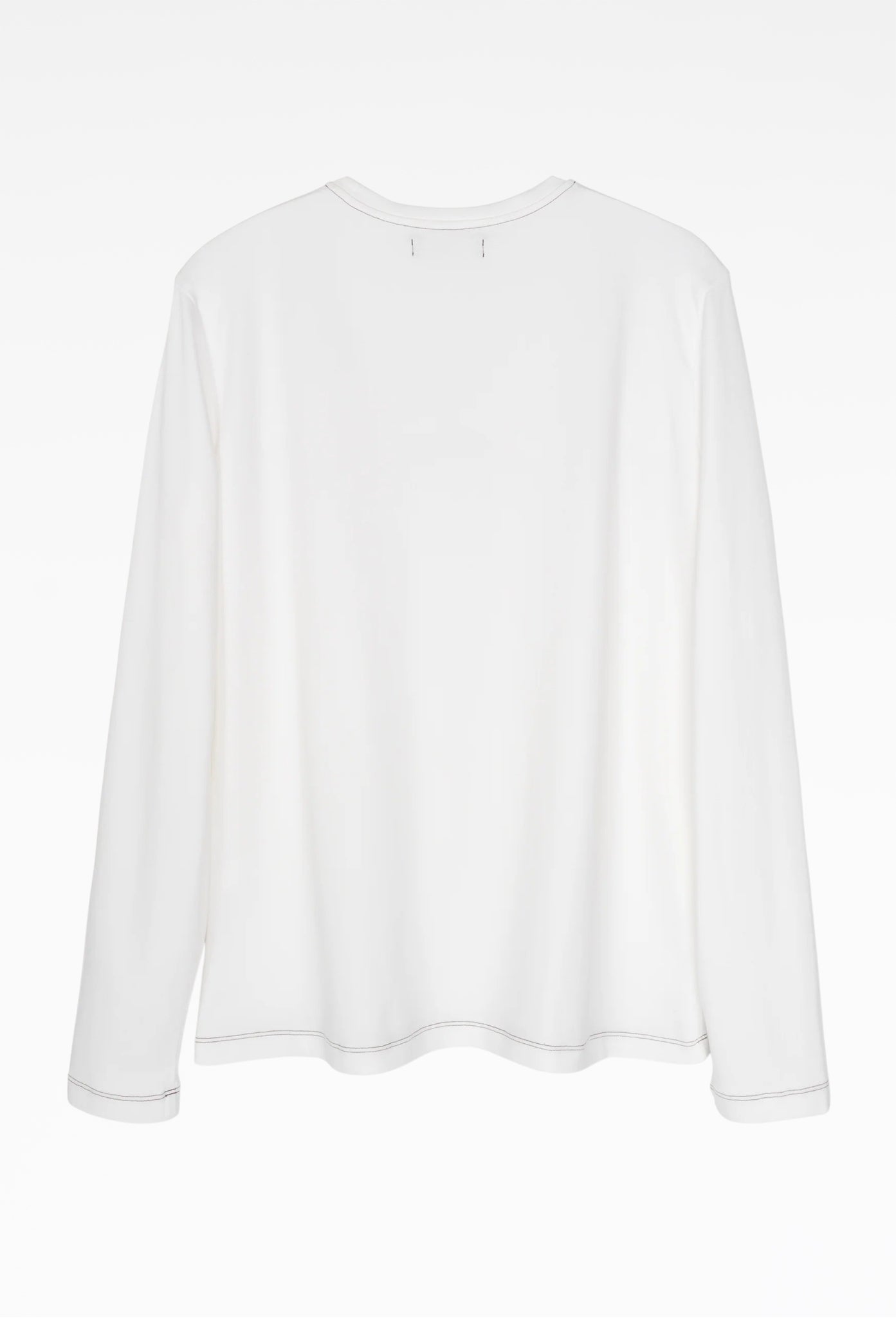 White Contrast Stitch Long-Sleeve Top