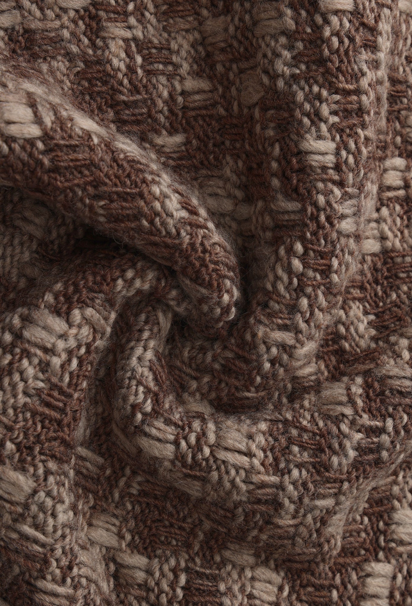 Chex Pattern Knitted Zip Up Jacket