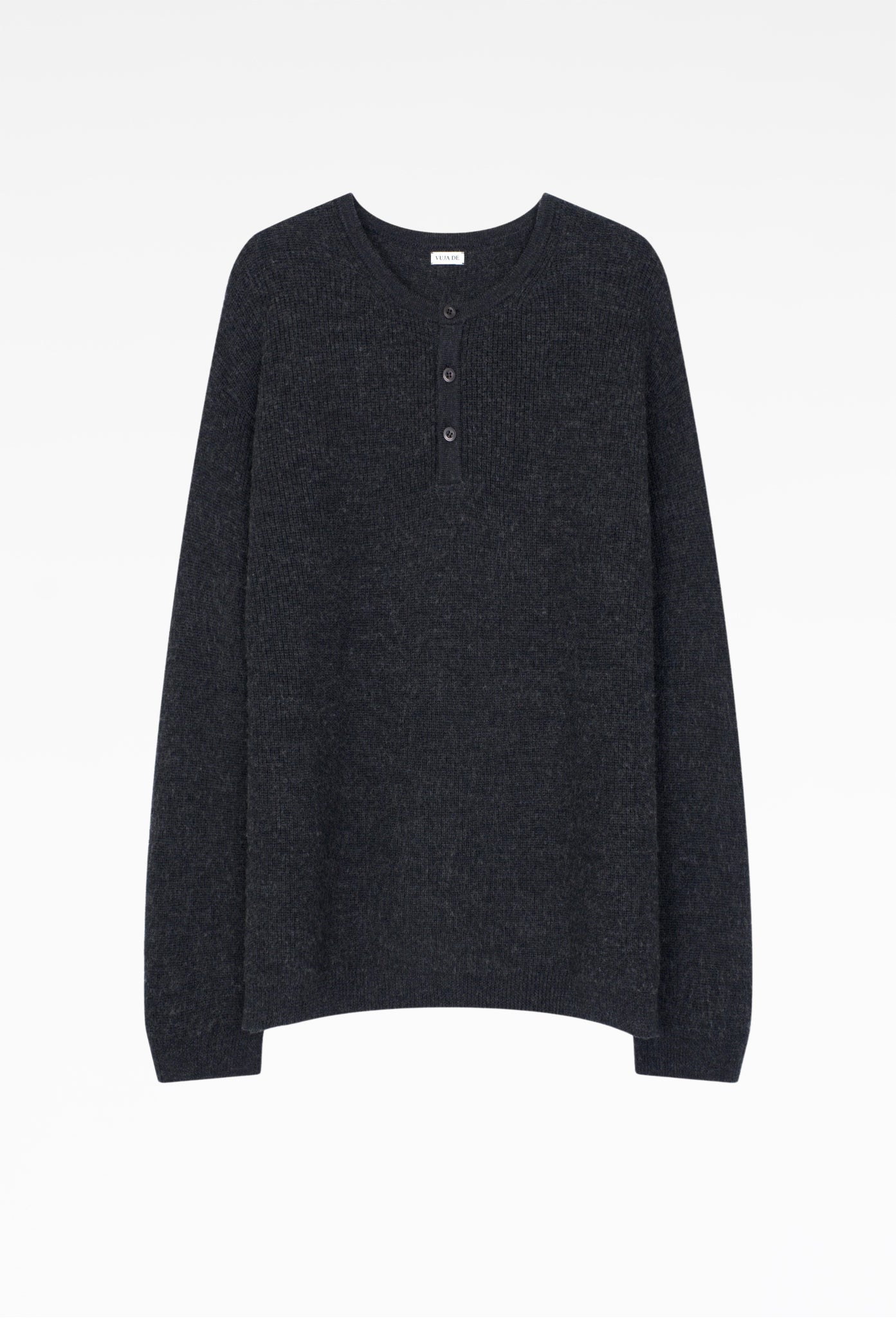 Dark Grey Midas Henley Knit Sweater