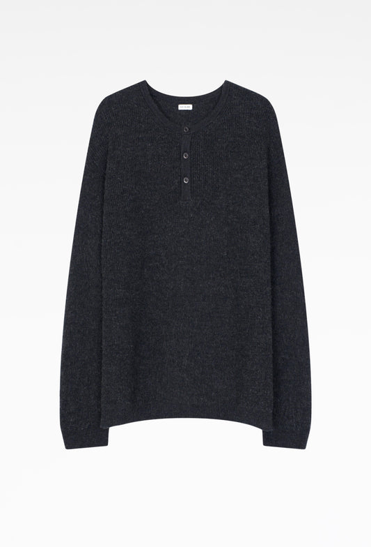 Dark Grey Midas Henley Knit Sweater