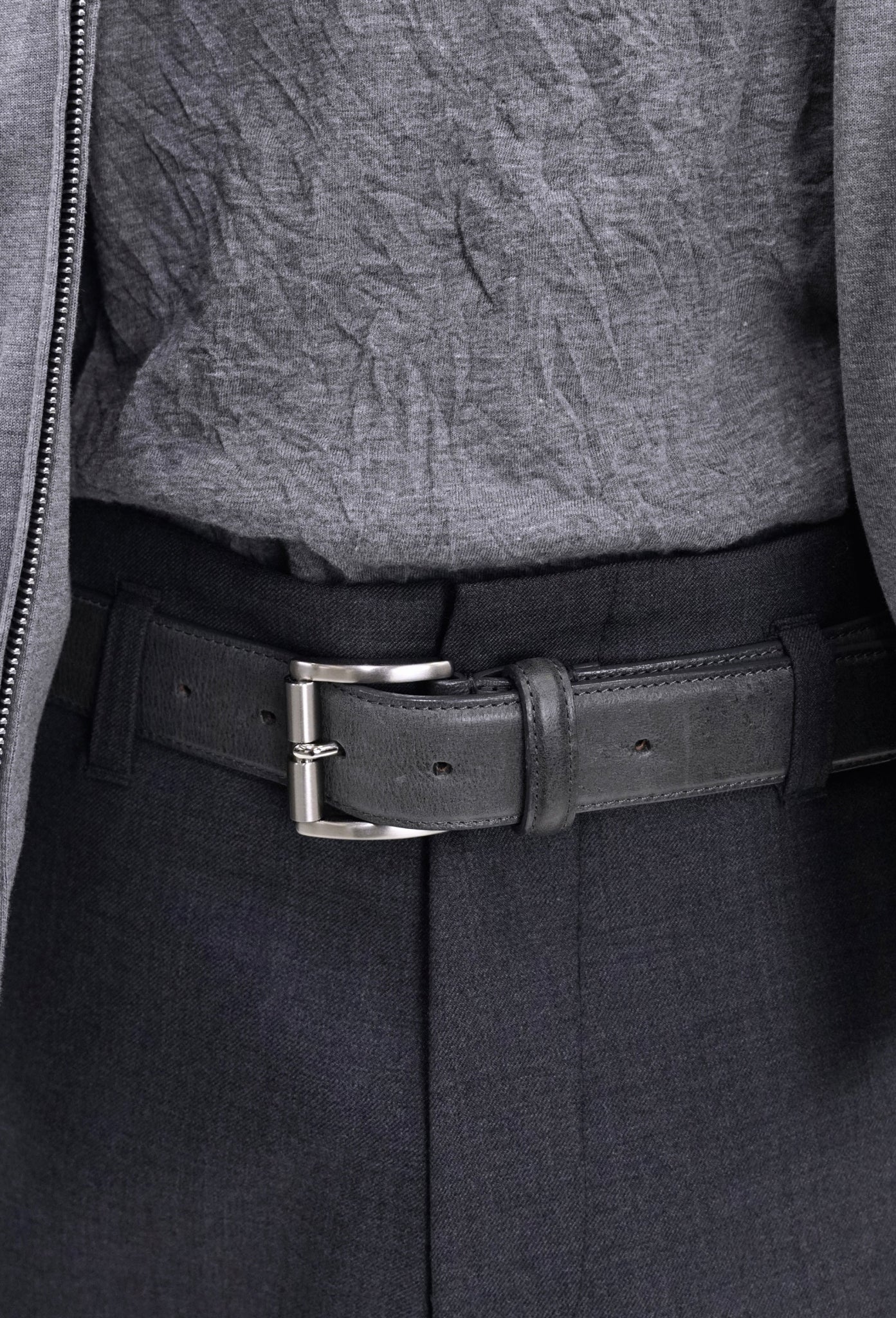 Roller Buckle Waxed Leather Belt