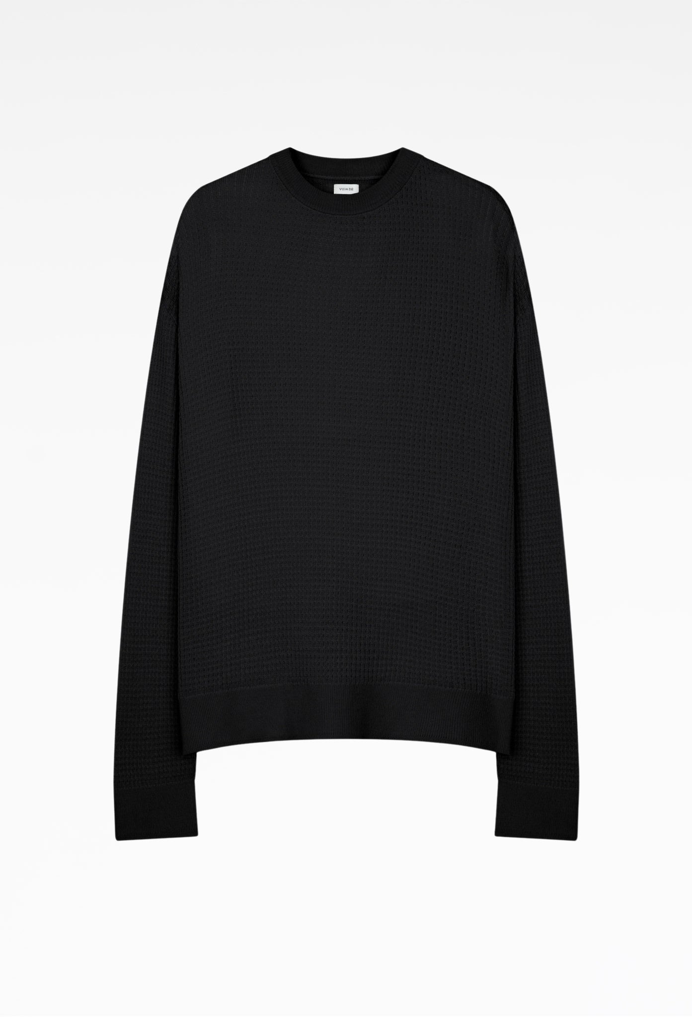 Black Hugh Waffle Knit Sweater