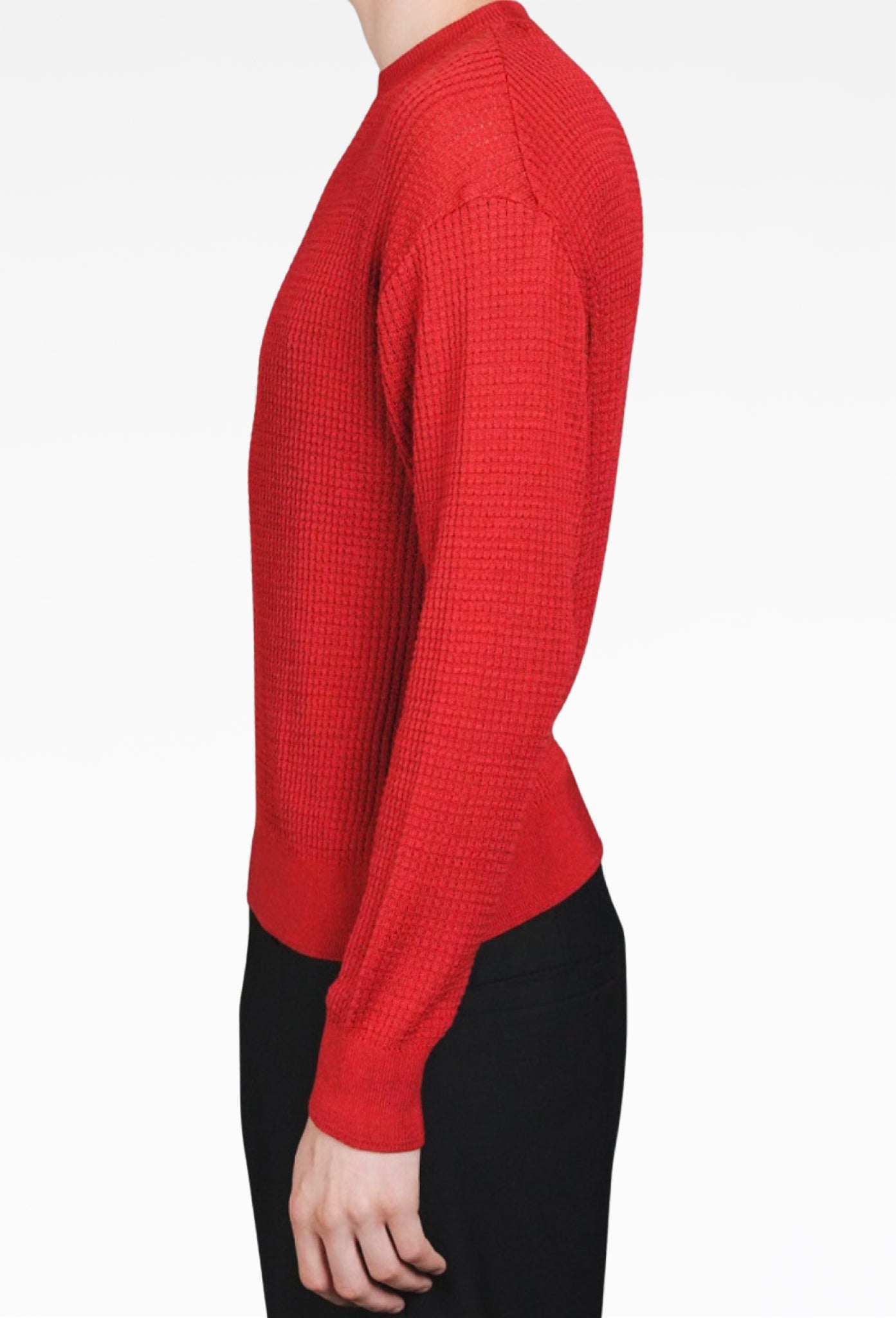 Red Hugh Waffle Knit Sweater