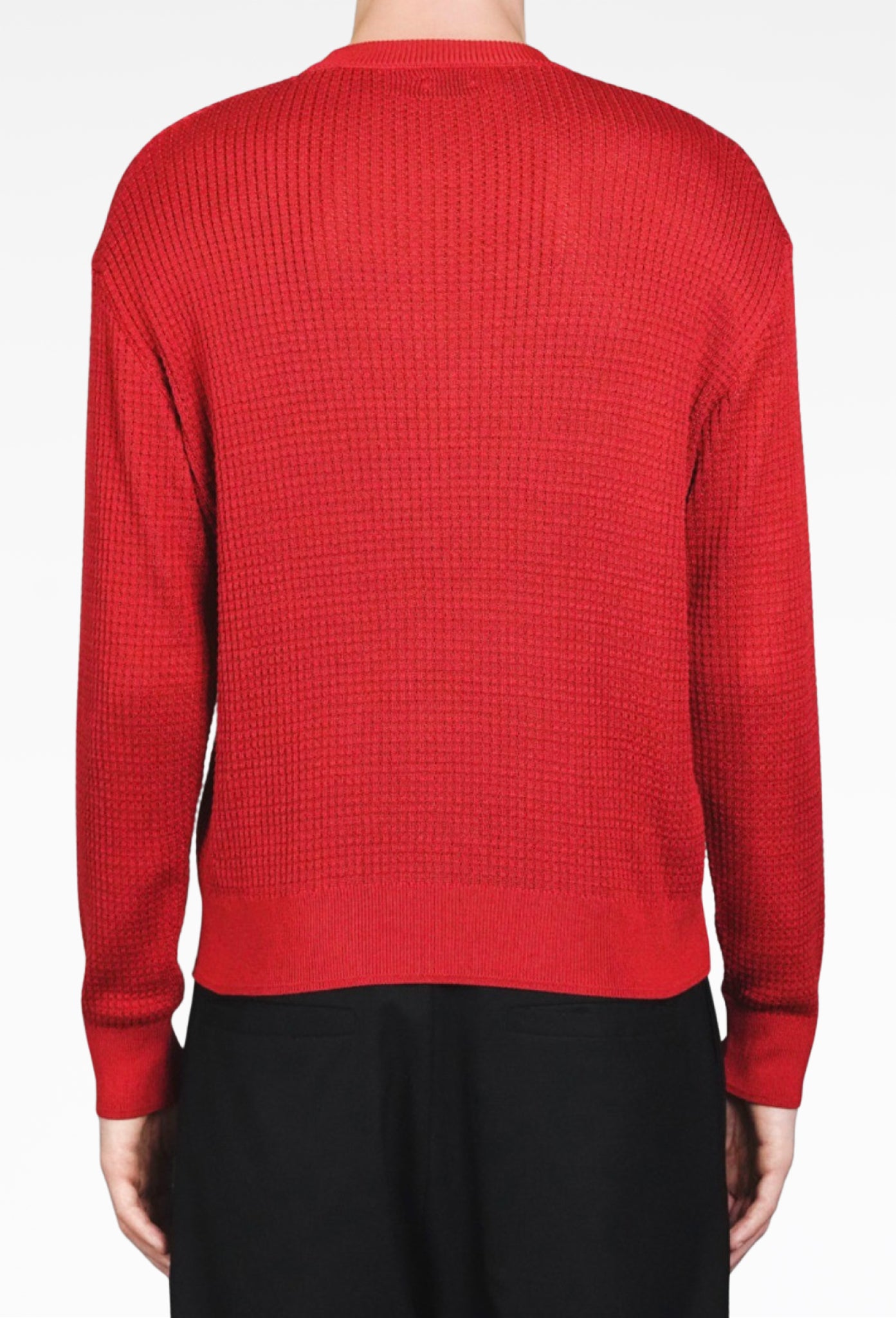 Red Hugh Waffle Knit Sweater