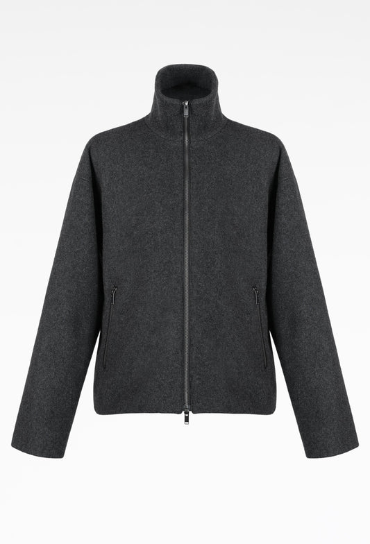 Draped Melton Track Jacket