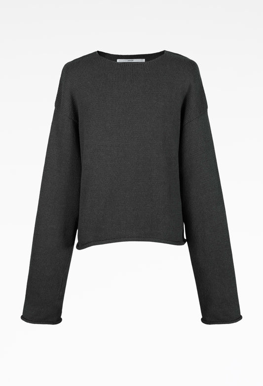 Grey Natural Cotton Knit Sweater