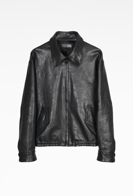 Black Weston Crinkled Goat Leather Jacket