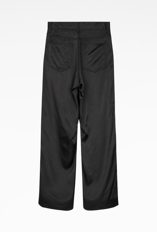 Black Fred Satin 5-Pocket Trousers