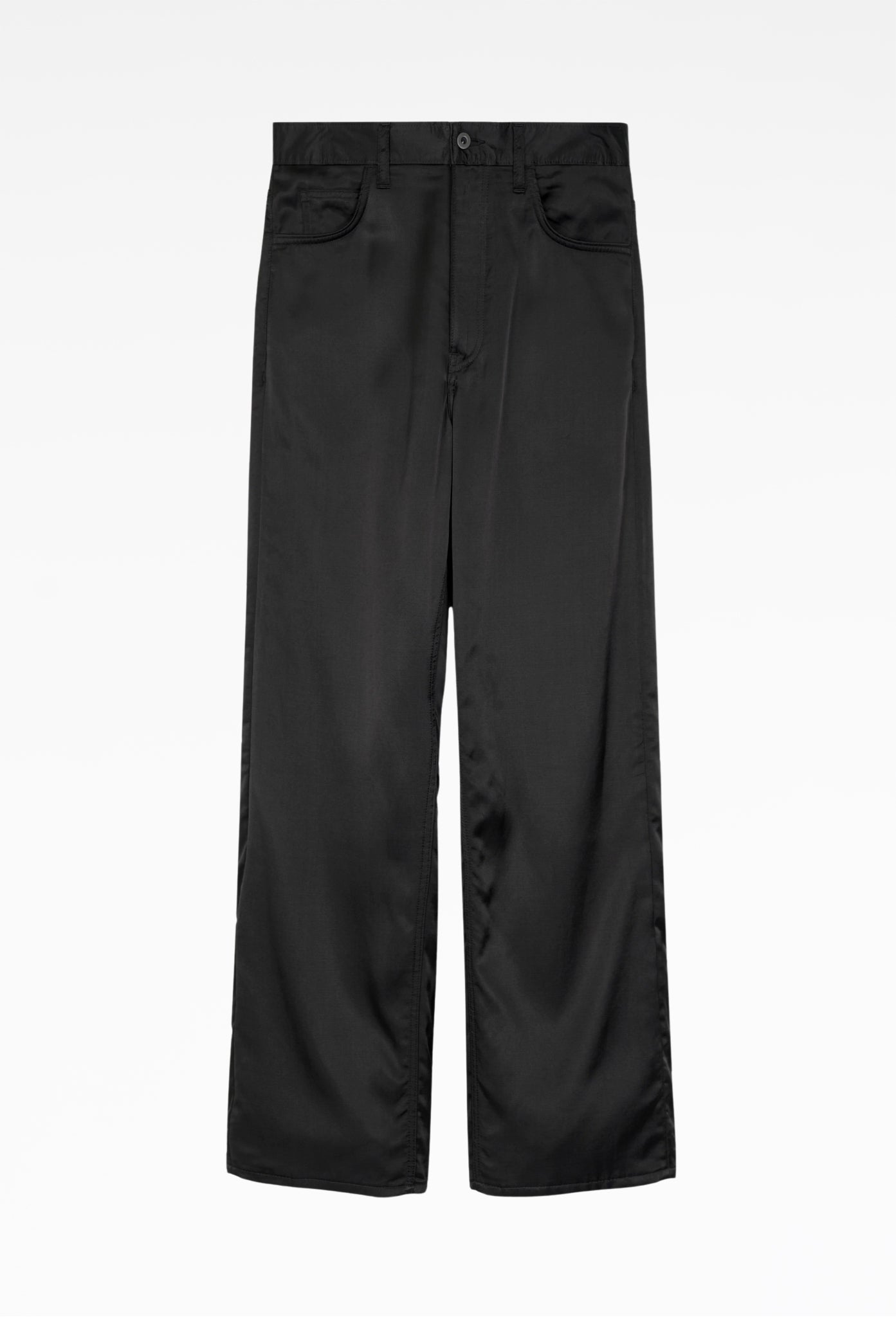 Black Fred Satin 5-Pocket Trousers