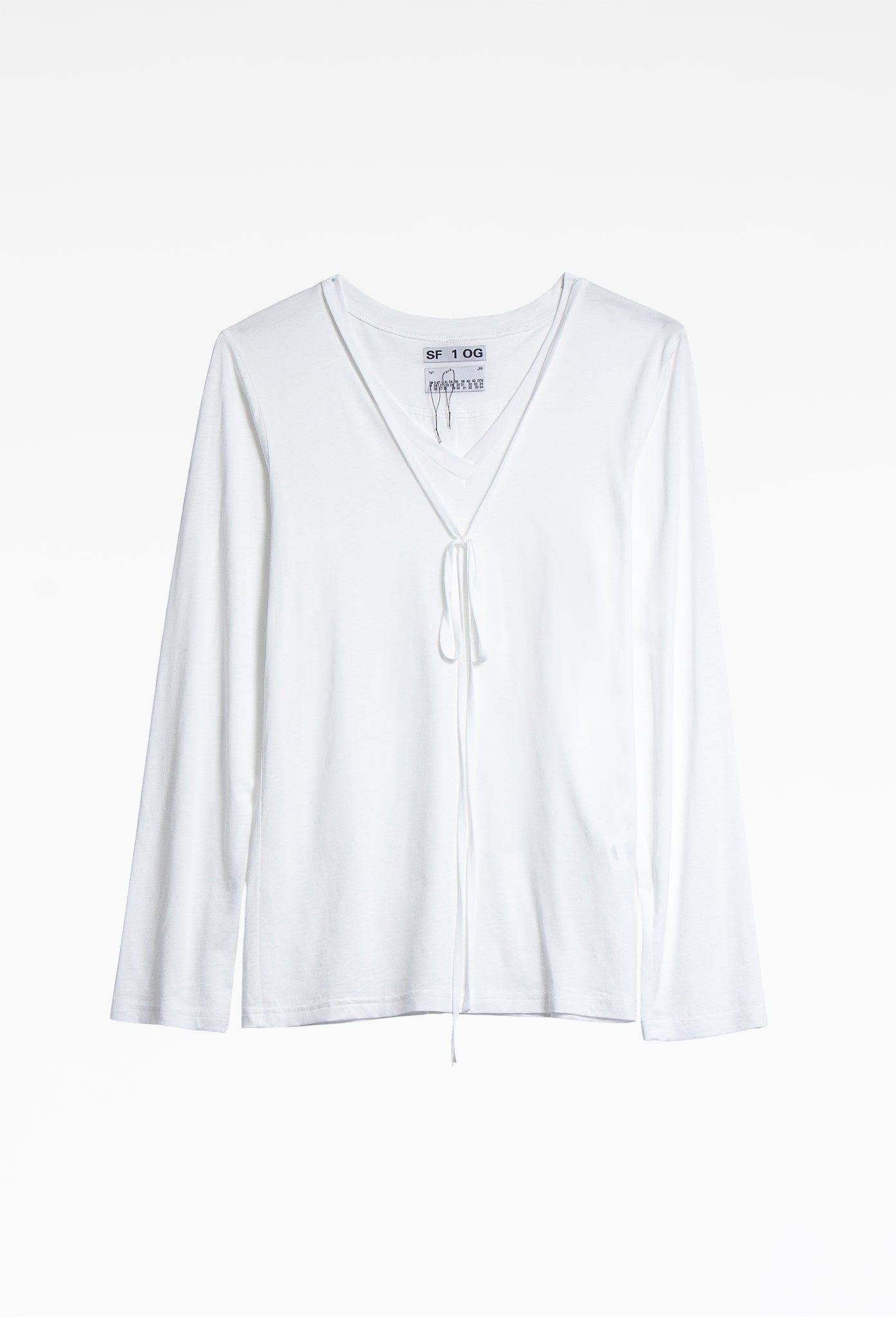 White V-Neck Longsleeve