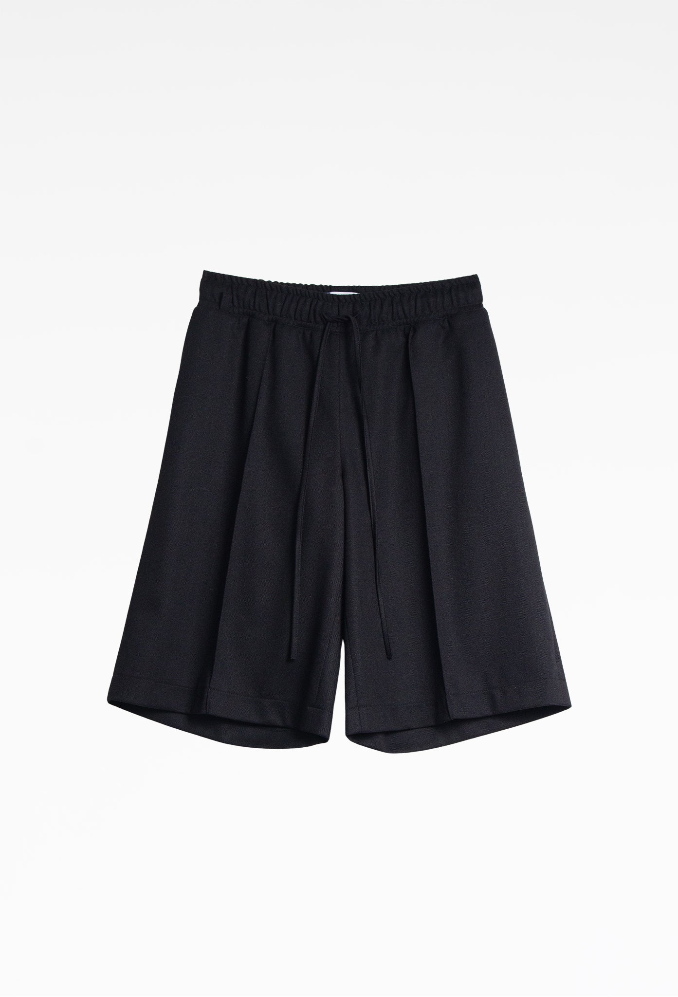Black Wool Silk Shorts
