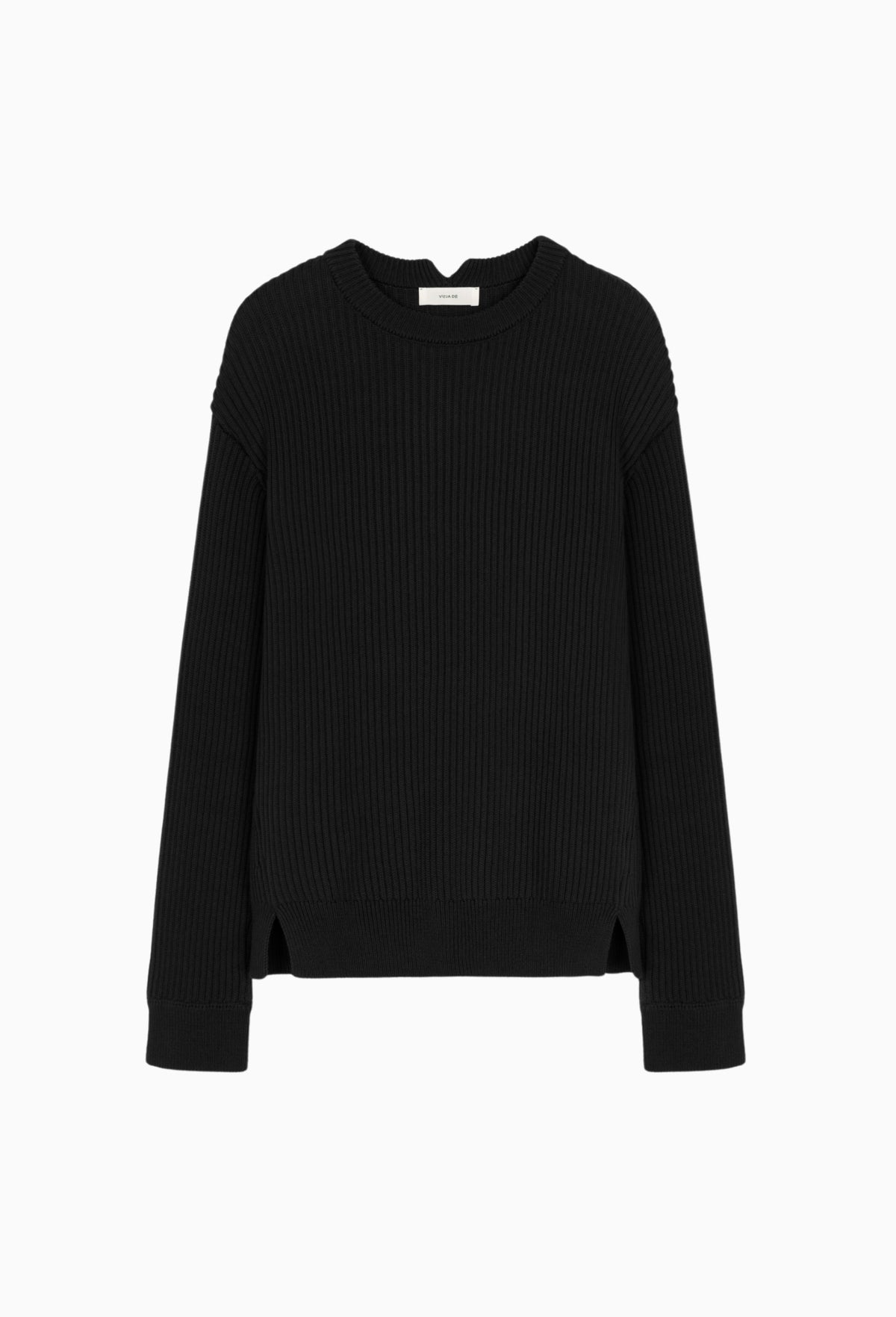 Black Cotton/Yak Barrett Ribbed Sweater