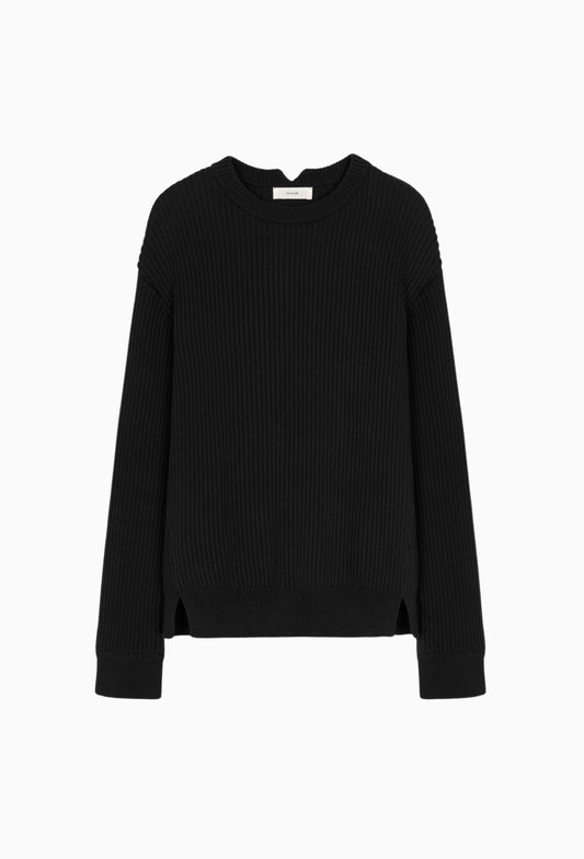 Black Cotton/Yak Barrett Ribbed Sweater