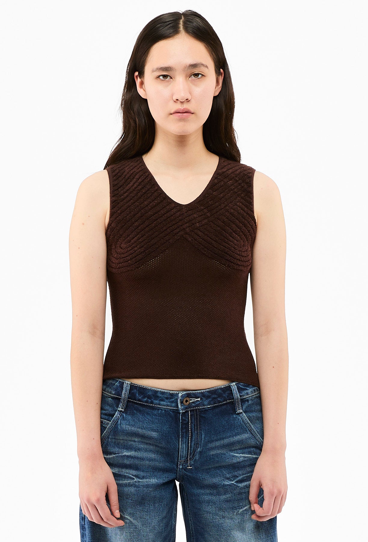 Brown Sweetheart V-Neck Tank Top