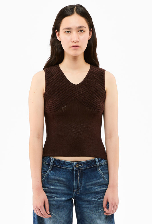 Brown Sweetheart V-Neck Tank Top